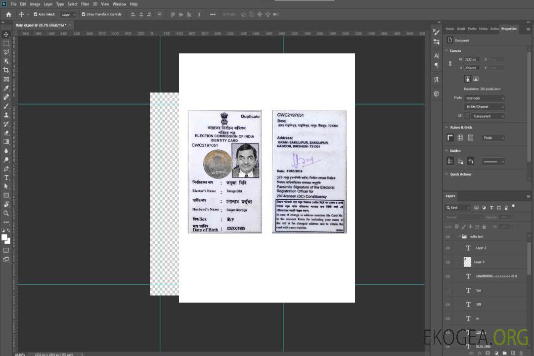 Carte d'identité indienne template Carte d'identité indienne template